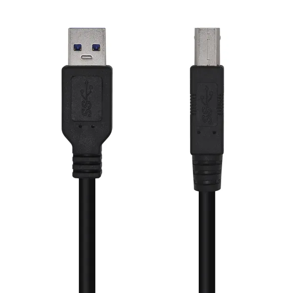 Cable USB 3.0 Impresora Aisens A105-0445/ USB Tipo-B Macho - USB Macho/ 3m/ Negro