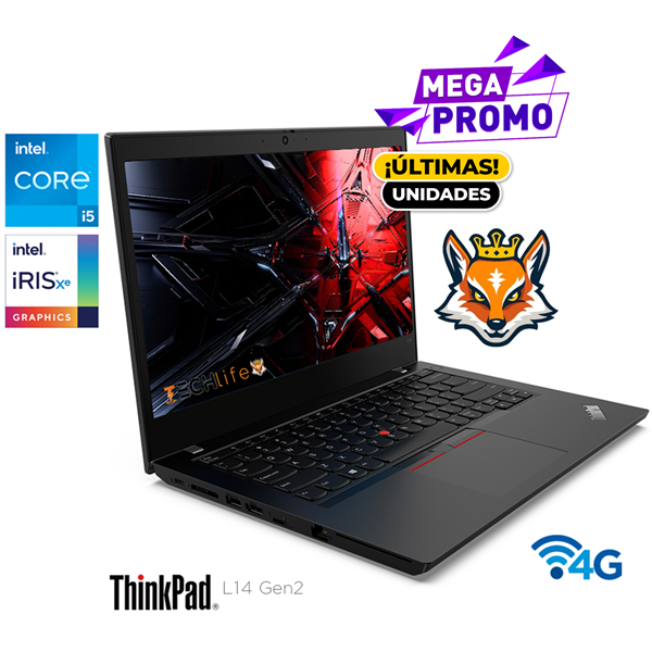 Lenovo ThinkPad L14 G2 - 4G LTE Core i5-1135G7 8GB 512GB SSD 14" IPS FHD W11Pro Negro Oportunidad única!