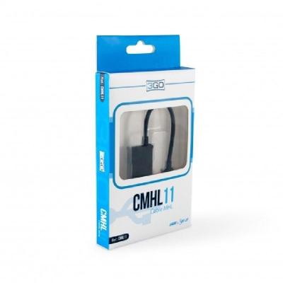 Cable MHL 11 Pines 3GO CMHL11 HDMI Macho - MicroUSB Macho/ Negro