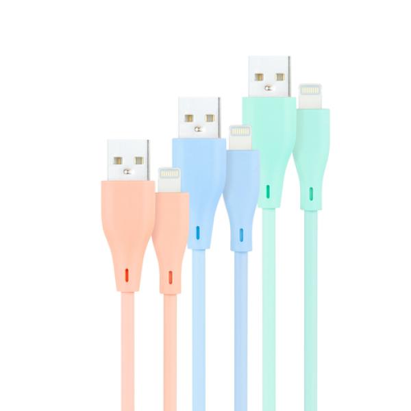 Cables USB 2.0 Lightning Nanocable 10.10.0401-A1/ USB Macho - Lightning Macho/ 1m/ 3 Unidades/ Rosa, Azul y Verde