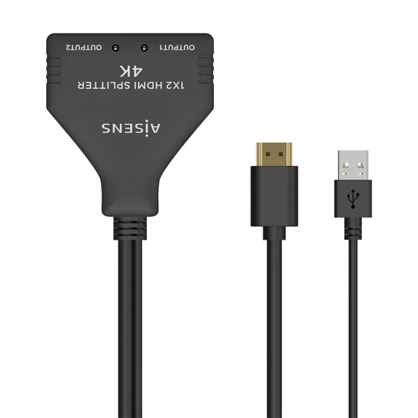 Duplicador HDMI 4K Aisens A123-0654/ 2 HDMI Hembra - HDMI Macho - USB Macho/ 30cm/ Negro