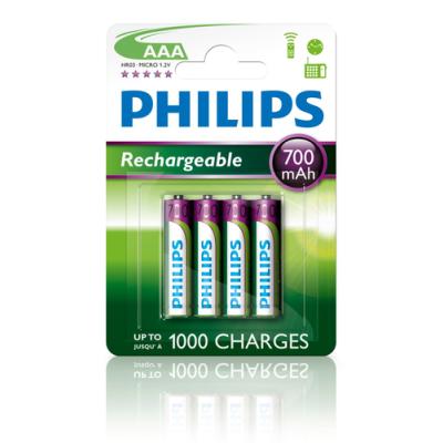 Pack de 4 Pilas AAA Philips R03B4A70/10/ 1.2V/ Recargables