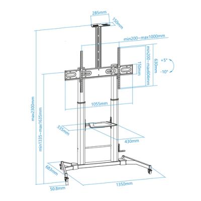 Soporte de Suelo Inclinable/ Ajustable con Ruedas Tooq