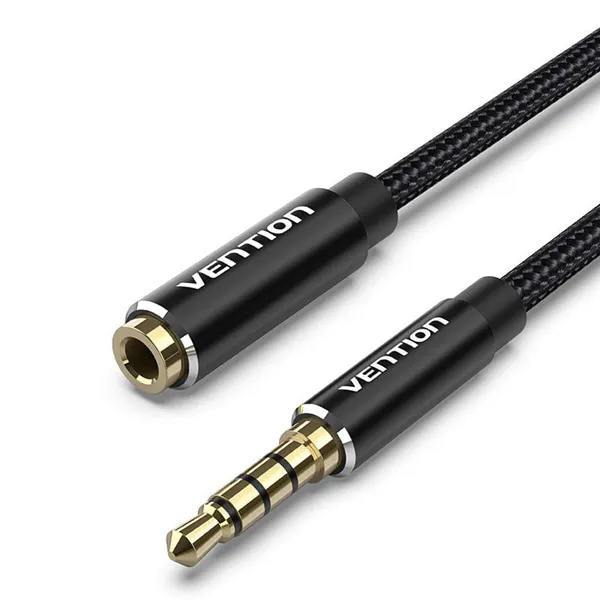 Cable Estéreo Vention BHCBF/ Jack 3.5 Macho - Jack 3.5 Hembra/ 1m/ Negro