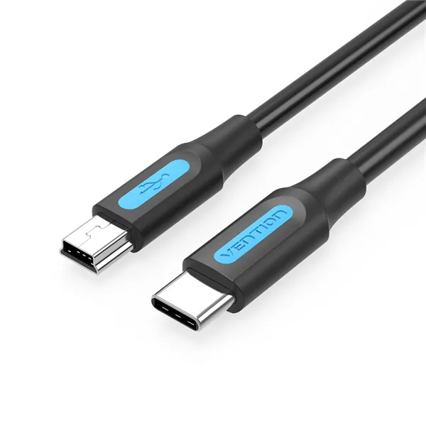 Cable USB 2.0 Tipo-C Vention COWBF/ USB Tipo-C Macho - MiniUSB Macho/ Hasta 10W/ 480Mbps/ 1m/ Negro