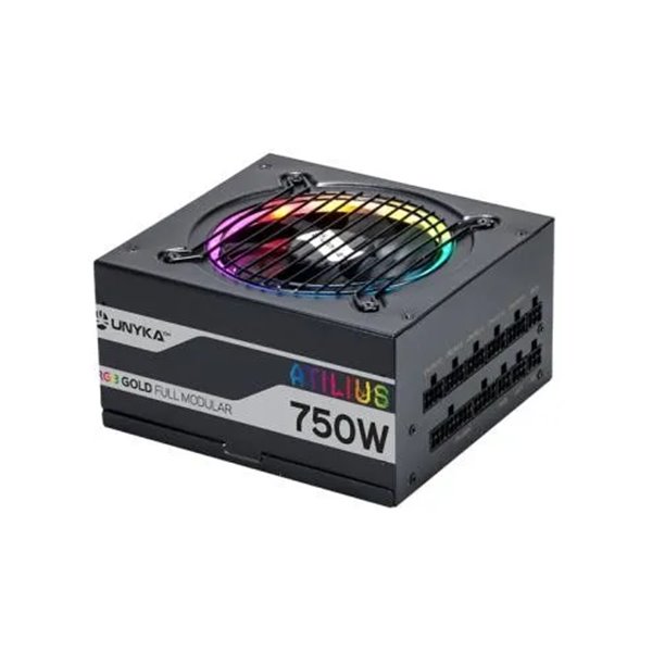 Fuente De Alimentación Unyka Atilius Rgb Atx 750w Black Cableado Modular Pfc Activo Eficiencia Energ