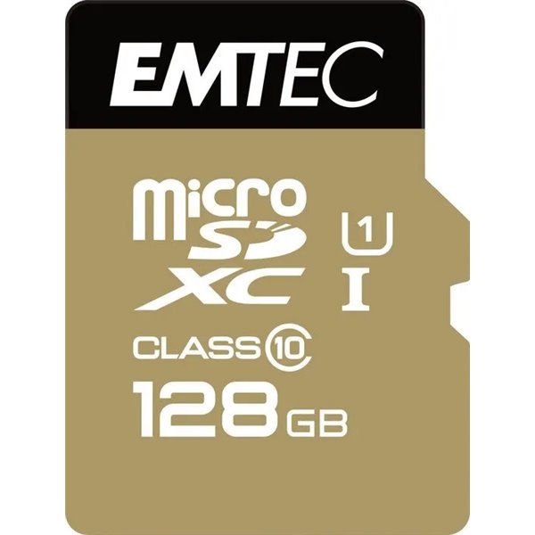 Memoria Sd Micro 128gb Emtec Elite Gold 85mb/s Sd + Adapter Class 10 Uhs1 U1 Ecmsdm128gxc10gp