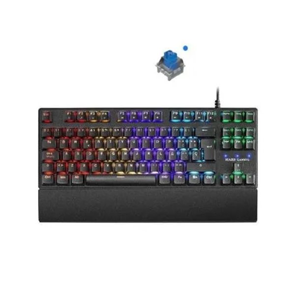 Teclado Mecanico Compacto Tkl Mars Gaming Mkxtkl Switch Azul Outemu Sq Iluminacion Rgb Reposamuñecas Extraible