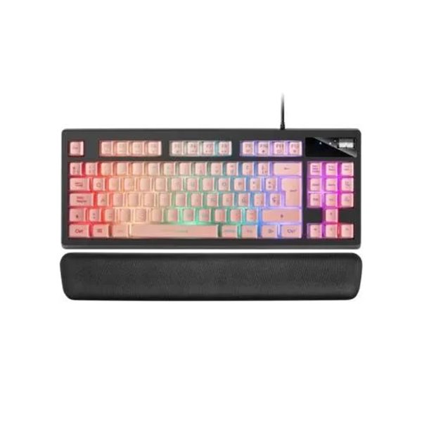 Teclado H-mecanico Compacto Tkl Mars Gaming Mkaxes Botones Color Pink Estructura Black Boton Roller