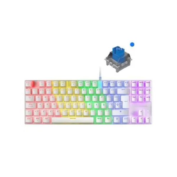 Teclado Mecanico Compackto Tkl Mars Gaming Mk80 White Iluminacion 12efectos Switch Azul Rgb Pr De 1000hz Anti-ghosting Avanzado