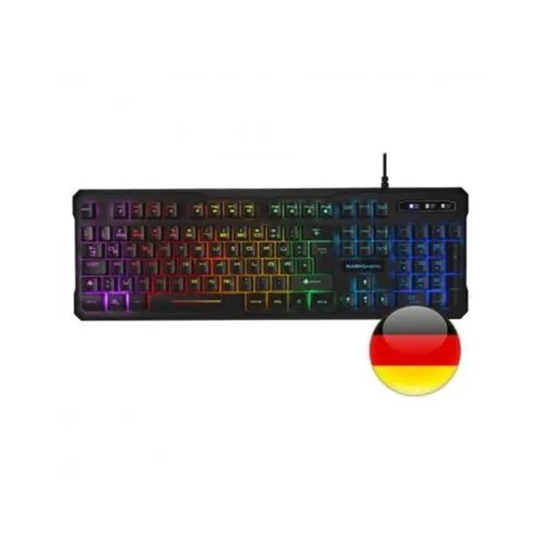 Teclado En Aleman Hibrido H-mecanico Red Mars Gaming Mk218 De Switch H-mechanical Red Retroiluminado Full Rgb Programable