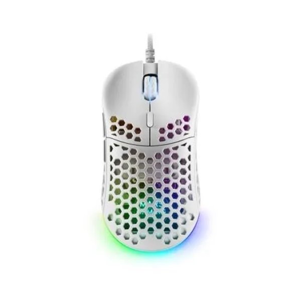 Mouse Mars Gaming Rgb Mm55w Dise¾o Hive White 12800dpi A825pro Switch Huano Superficie Perforada Ilu