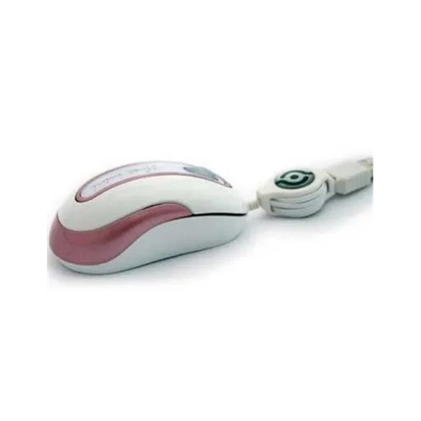 Mouse 3free Mini Optico Usb Msm201/wp Cable Retractil Blanco Rosa