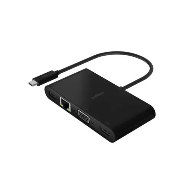 Docking Usb-c Belkin Avc004btbk A 1x Hdmi 4k 1xvga 1xusb-a 3.0 1x1gb Rj45 1xusb-c Pd 100w Color Negro