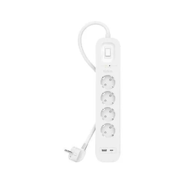 Regleta Alimentacion Belkin Srb001vf2m De Proteccion Contra Sobretensiones 4 Tomas Boton Apagado Usb-c Usb-a