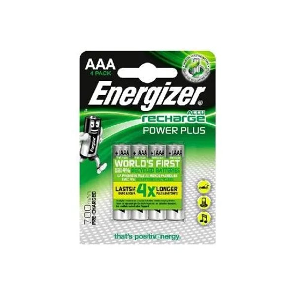 Pila Recargable Energizer Power Plus Hr03 700mah Aaa Pack 4 (ecotasas Incluidas)