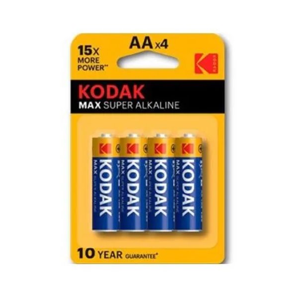 Pila Kodak Super Alcalina Max Lr6 Aa Pack 4 ( 2800 Mah At 75 Ohms To 0.8 Volts ) (ecotasas Incluidas)