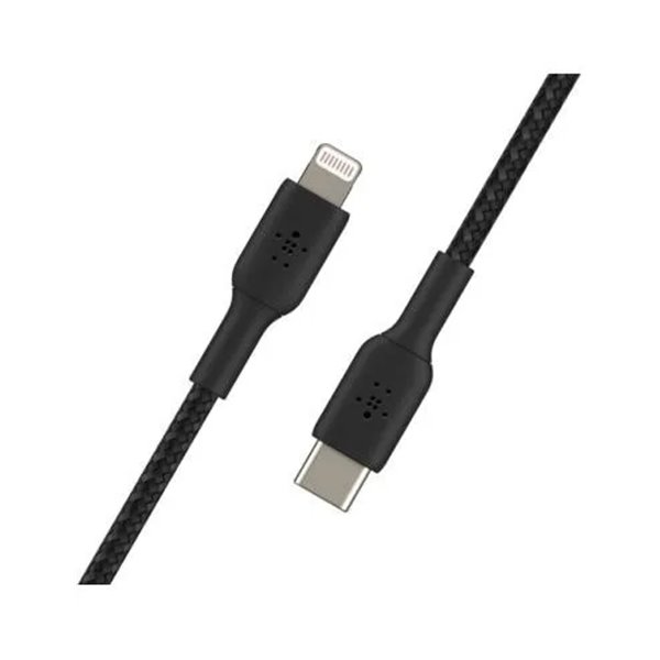 Cable Belkin Caa004bt1mbk Usb-c A Lightning Trenzado Boost Charge 1m Color Negro