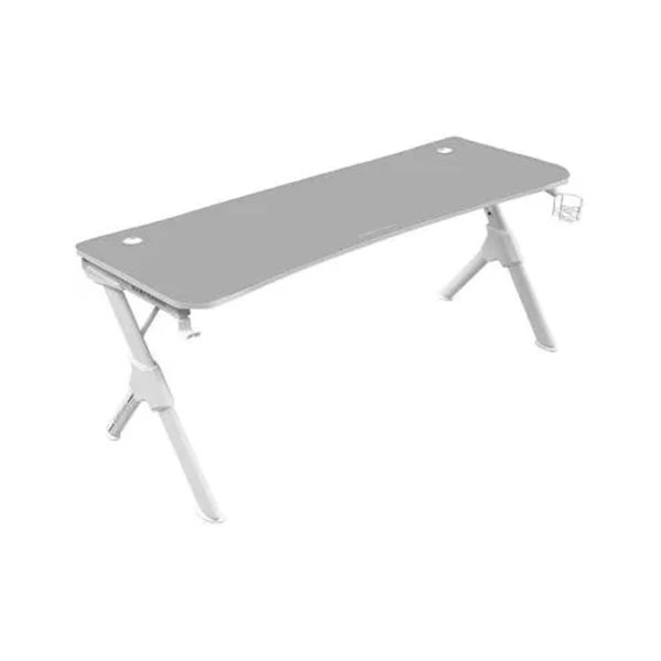 Mesa Mars Gaming Mgd Xl White Chasis De Acero Tablero 160x60cm Altura 74cm Con Diseño De Fibra De Carbono Con Guias Y Soportes