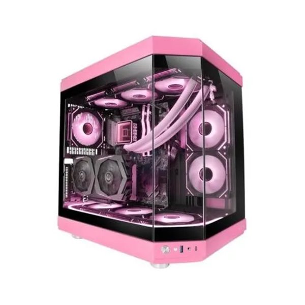 Caja Atx Semitorre Gaming Mars Gaming Mc3t Color Rosa Vista Panoramica 3 Paneles De Cristal Templado