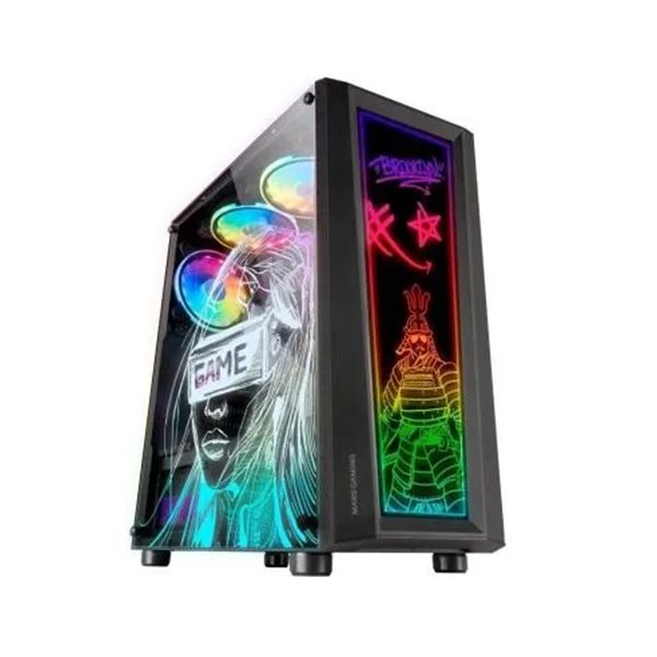 Caja Atx Semitorre Gaming Mars Gaming Mc-art Black Lateral Y Frontal Personalizable Con Iluminacion