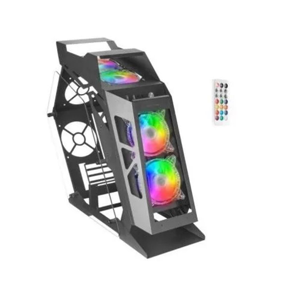 Caja Microatx Gaming Mars Gaming Mc61 Black Diseño Premium Controladora Argb Con Mando 4 Ventiladores De 120 Rgb Sin Fuente