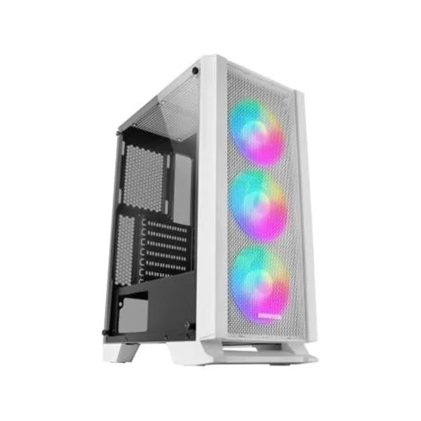 Caja Atx Semitorre Gaming Mars Gaming Mc-c White Frontal Metal-mesh Con 3 Ventiladores Frgb Ventana