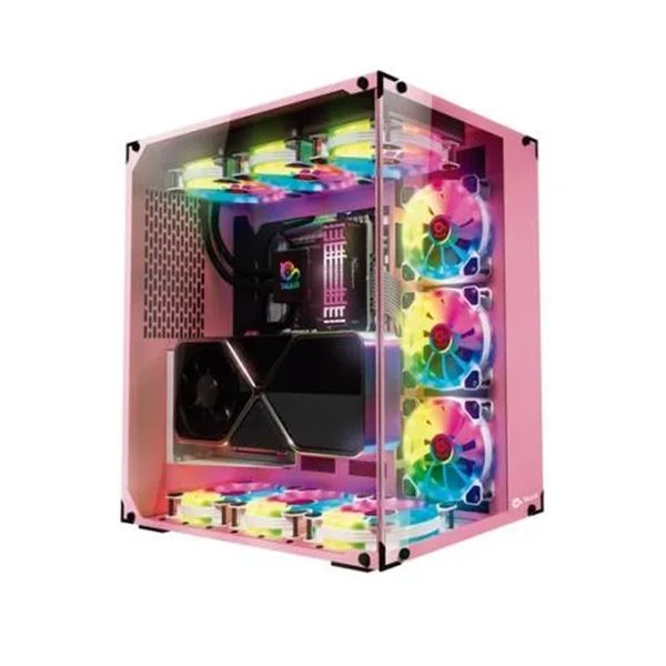 Caja Atx Semitorre Gaming Talius Cronos Orchid Rgb Cristal Templado Usb 3.0