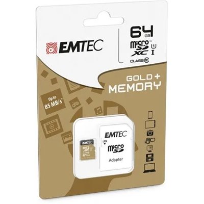 Memoria Sd Micro 64gb Emtec Elite Gold 85mb/s Sd + Adapter