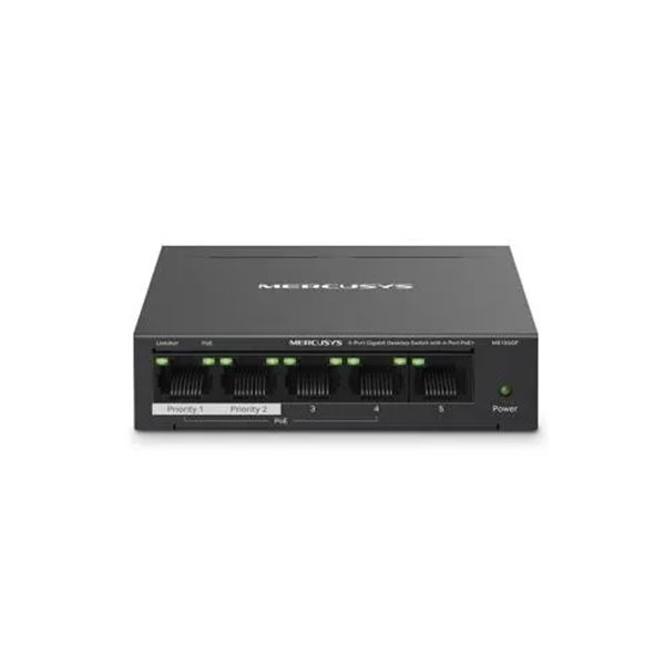 Switch No Gestionable Mercusys Ms105gp 5p 10/100/1000 De Estos 4p Poe+ 65w Ethernet Mini Desktop