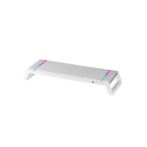 Stand De Sobremesa Para 1 Pantallas Mas Gaming Mgs-one Wihte Ajustable A 3 Tama¥os Puerto Usb 2.0 E Iluminacion Chroma Rgb