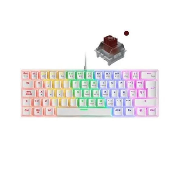 Teclado Mecanico Ultra Compacto Mars Gaming Mk60 White Switch Marron Pr De 100hz Anti-ghosting Avanzado Iluminacion Rgb