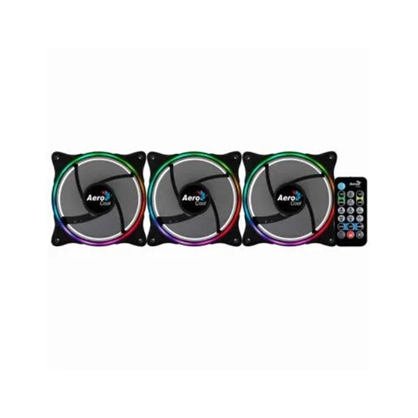 Pack 3xventiladores + Hub H66f Y Control Remoto Aerocool Eclipse Argb 120mm Anillo Led Dual Conexion 3.4 Y 6pin