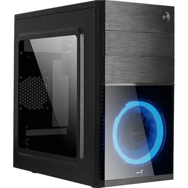 Caja Microatx Gaming Aerocool Cs-105 Ventilador Frontal Blue 1xusb3.0+1xusb2.0 Vga Hasta 240mm Color Negro