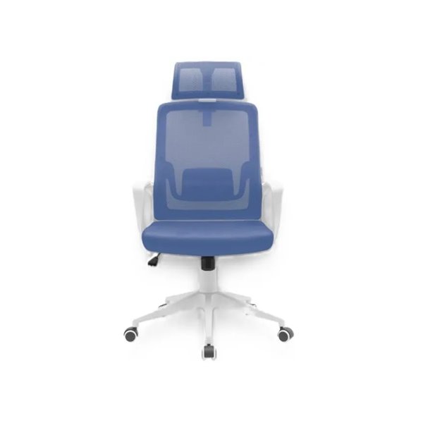 Silla Ergonomica Mars Gaming Mgcergolitewbl Azul Con Detalles En Blanco Respaldo En Malla Transpirab