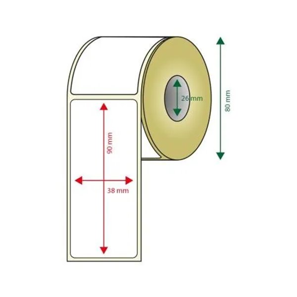 Pack De 6 Rollos De Etiquetas Adhesivas Termicas Blancas Approx Ancho 80mm Tamaño Etiqueta 38x90mm 400u Por Rollo