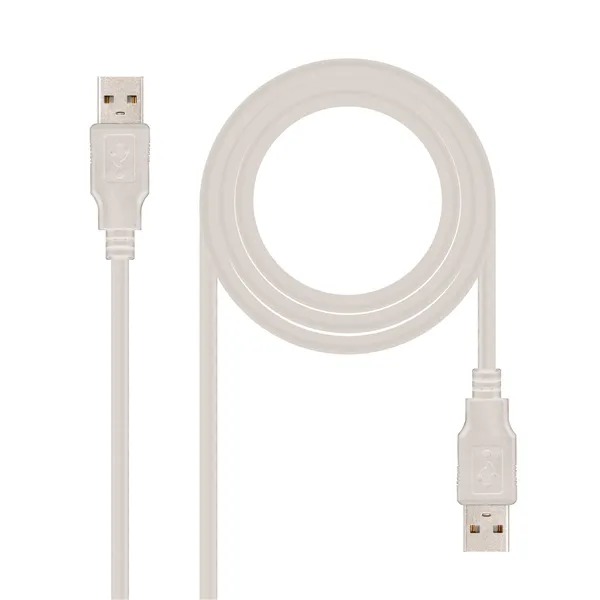 Cable USB 2.0 Nanocable 10.01.0304/ USB Macho - USB Macho/ 3m/ Beige