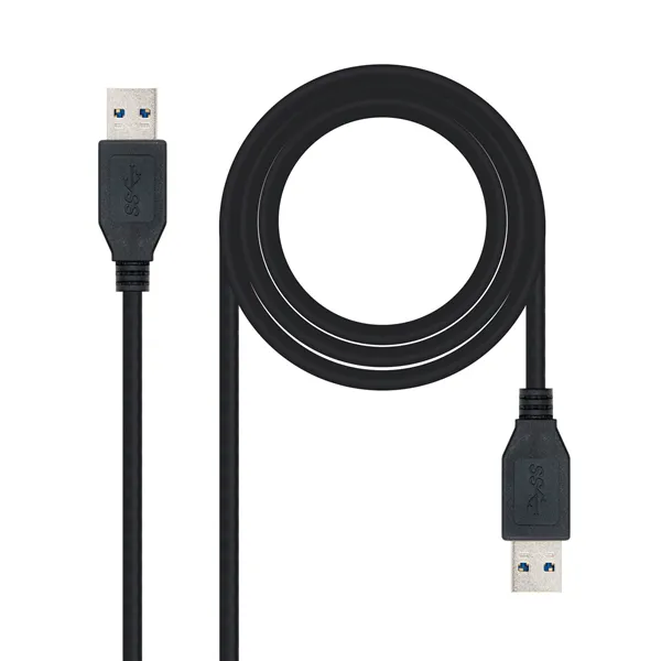 Cable USB 3.0 Nanocable 10.01.1001-BK/ USB Macho - USB Macho/ 1m/ Negro