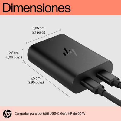 Cargador de Portátil GaN HP AC Adapter USB-C/ 65W/ Automático/