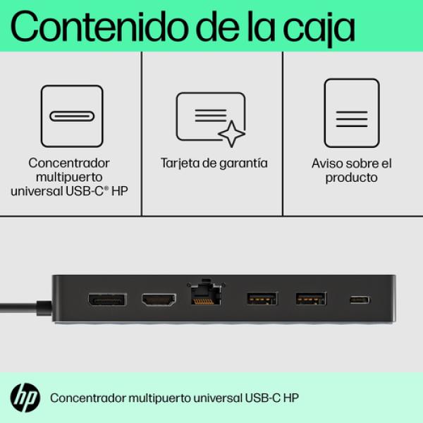 Docking USB Tipo-C HP 50H55AA USB-C/ 2xUSB/ 1xHDMI/ 1xDisplayPort/ 1xRJ45/ 1xUSB Tipo-C PD/ Negro