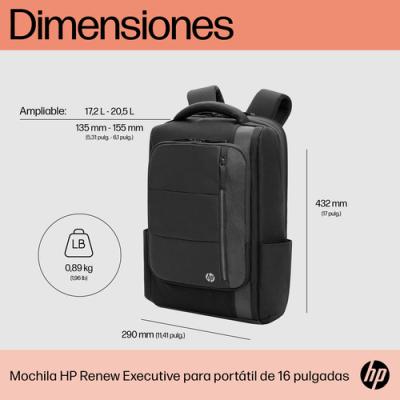 Mochila HP Renew Executive para Portátiles hasta 16'/ Negra