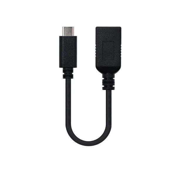 Cable USB 3.1 Nanocable 10.01.4201/ USB Tipo-C Macho - USB Hembra/ 15cm/ Negro