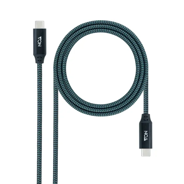 Cable USB 3.2 Tipo-C Nanocable 10.01.4301-COMB/ USB Tipo-C Macho - USB Tipo-C Macho/ 1m/ Gris y Negro