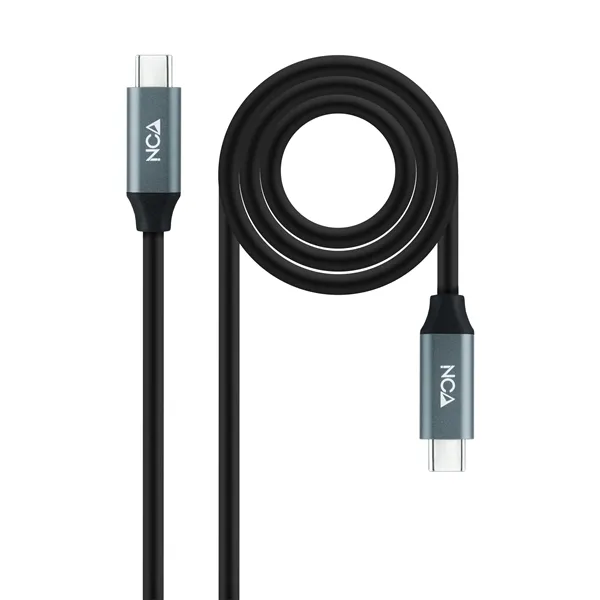 Cable USB 3.2 Nanocable 10.01.4302/ USB Tipo-C Macho - USB Tipo-C Macho/ 2m/ Gris y Negro