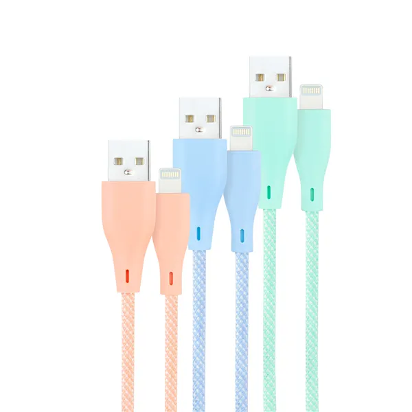 Cables USB 2.0 Lightning Nanocable 10.10.0401-CO1/ USB Macho - Lightning Macho/ 1m/ 3 Unidades/ Rosa, Azul y Verde