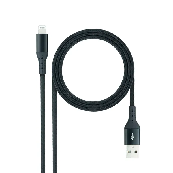 Cable USB 2.0 Lightning Nanocable 10.10.0401-COBK/ USB Macho - Lightning Macho/ 1m/ Negro