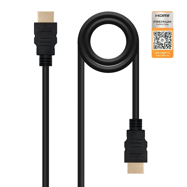 Cable HDMI 2.0 4K Nanocable 10.15.3601-L150/ HDMI Macho - HDMI Macho/ 1.5m/ Certificado/ Negro