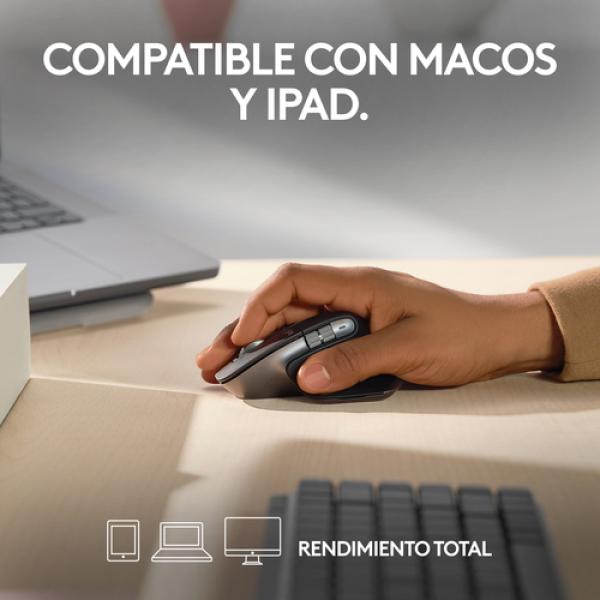 Ratón Ergonómico Inalámbrico por Bluetooth Logitech MX Master 3S For Mac/ Batería recargable/ Hasta 8000 DPI/ Gris Espacial