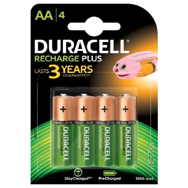 Pack de 4 Pilas AA Duracell HR6-B/ 1.2V/ Recargables