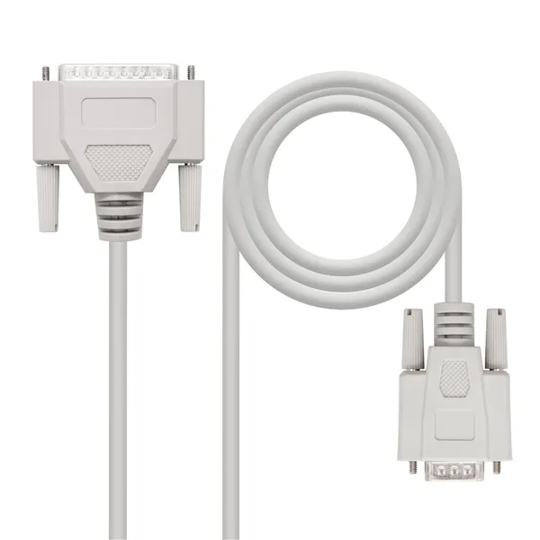 Cable Serie NULL Modem Nanocable 10.14.0802/ DB9 Hembra - DB25 Macho/ 1.8m/ Beige